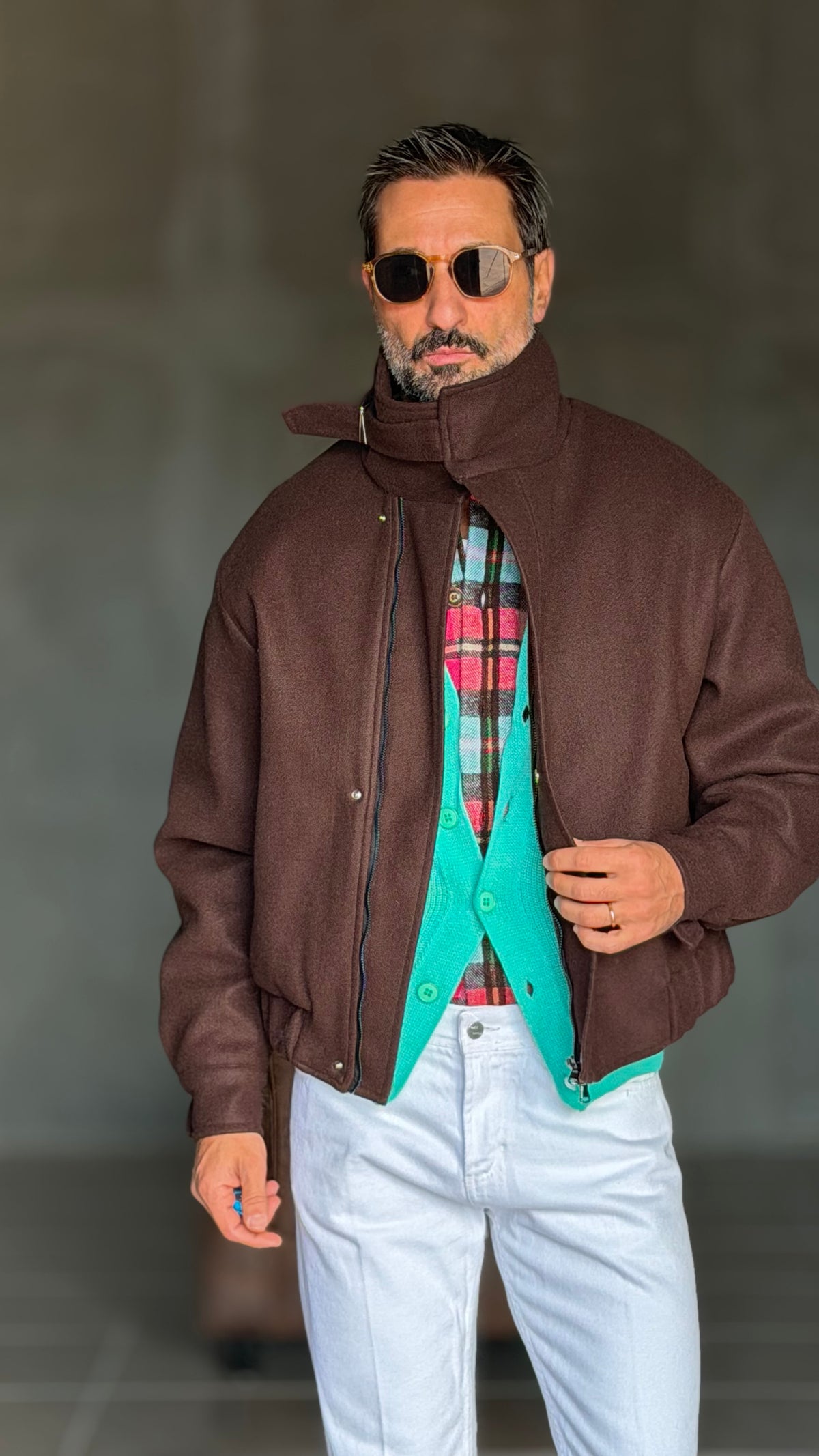 GIUBBINO MORO  PANNO COLLO SCIARPA CROP 1062