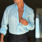 CAMICIA CELESTE CIELO   LINO