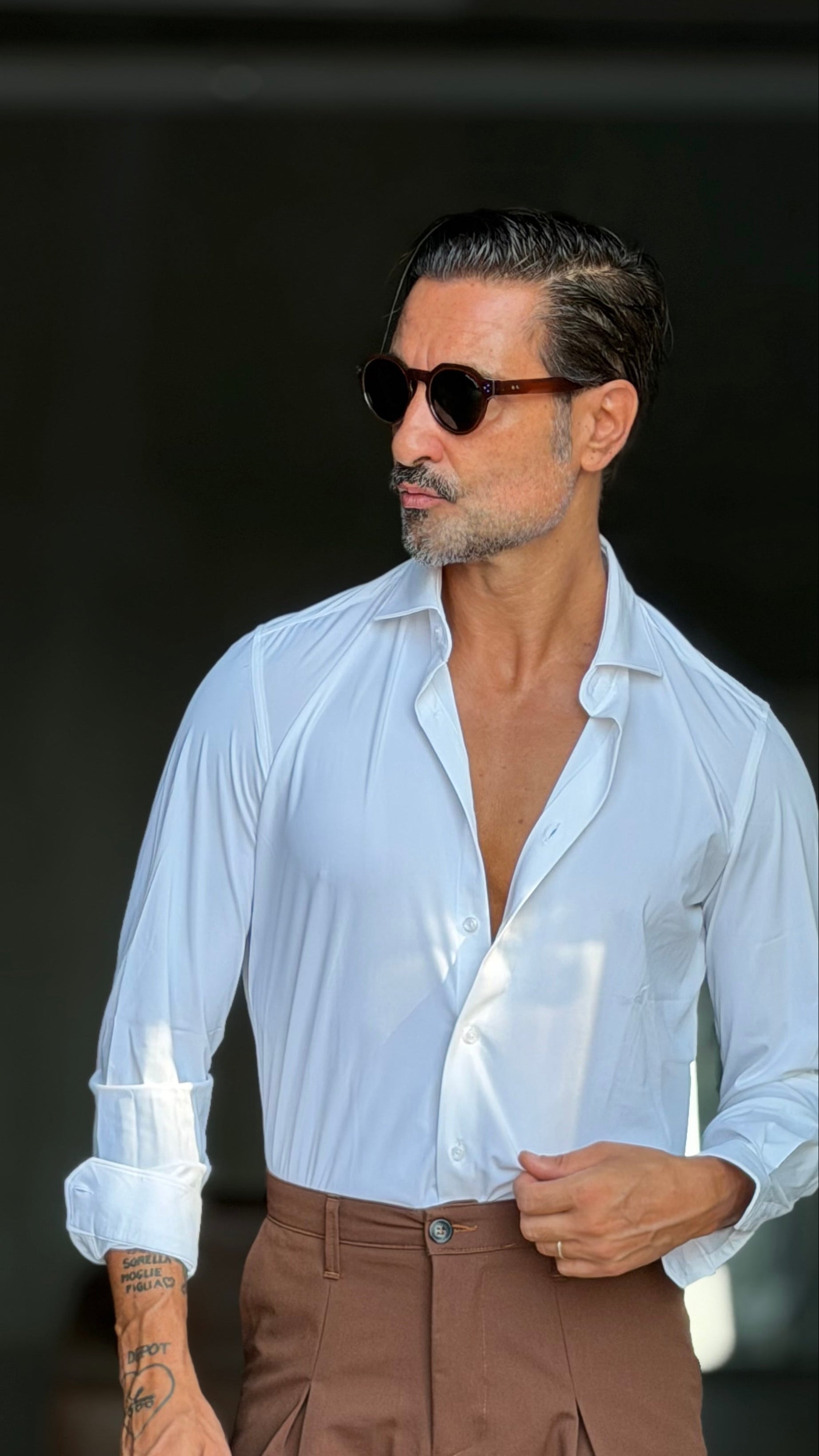 CAMICIA BIANCA MAGLINA PIGMENTO