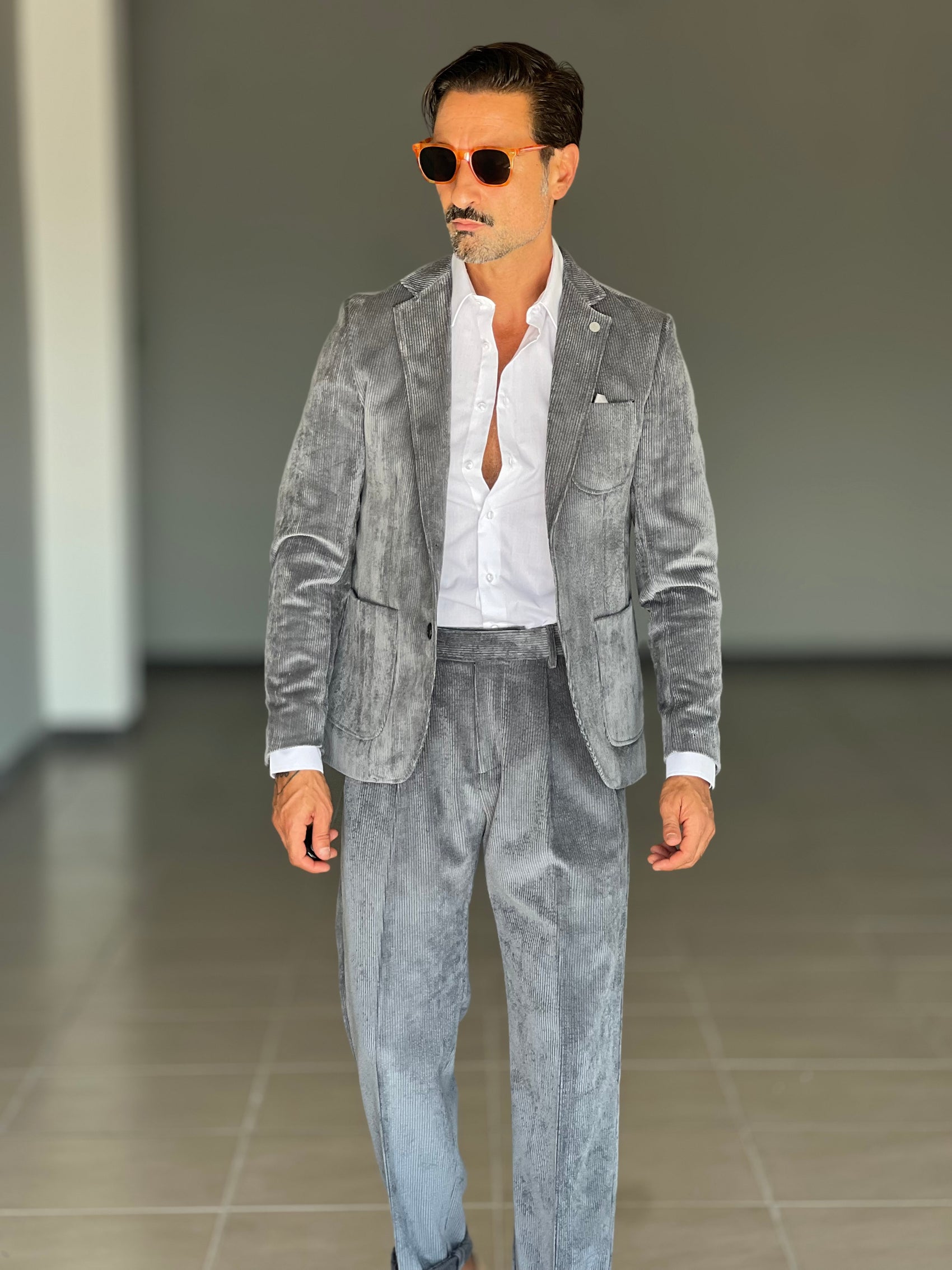 *GIACCA VELLUTO MILLERIGHE GRIGIA XAGON