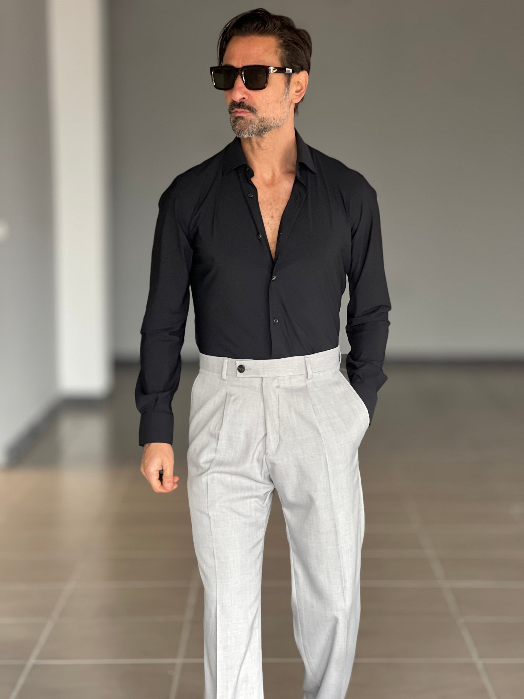 CAMICIA DEPOT NERA   EFFETTO MAGLINA  COTONE DOPPIO RITORTO 006