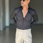 NEW CAMICIA NERA  POPELINE DI COTONE STRECH