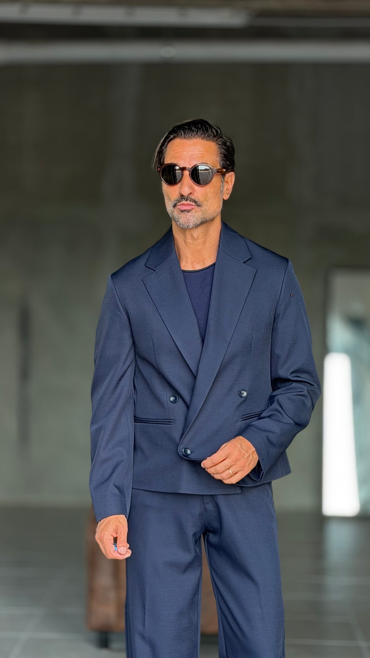 GIACCA DOPPIOPETTO BLU  CROP ALTATENSIONE 0100 (ABBINABILE AL PANTALONE BLU 0100)