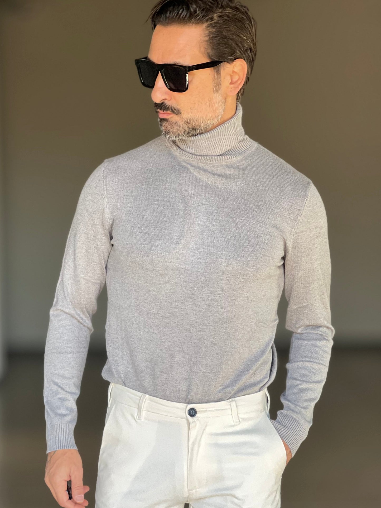 COLLO ALTO  GRIGIO RASATO 2 FILI