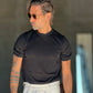 MAGLIA  GIRO NERA  FILO COTONE MISTO SETA