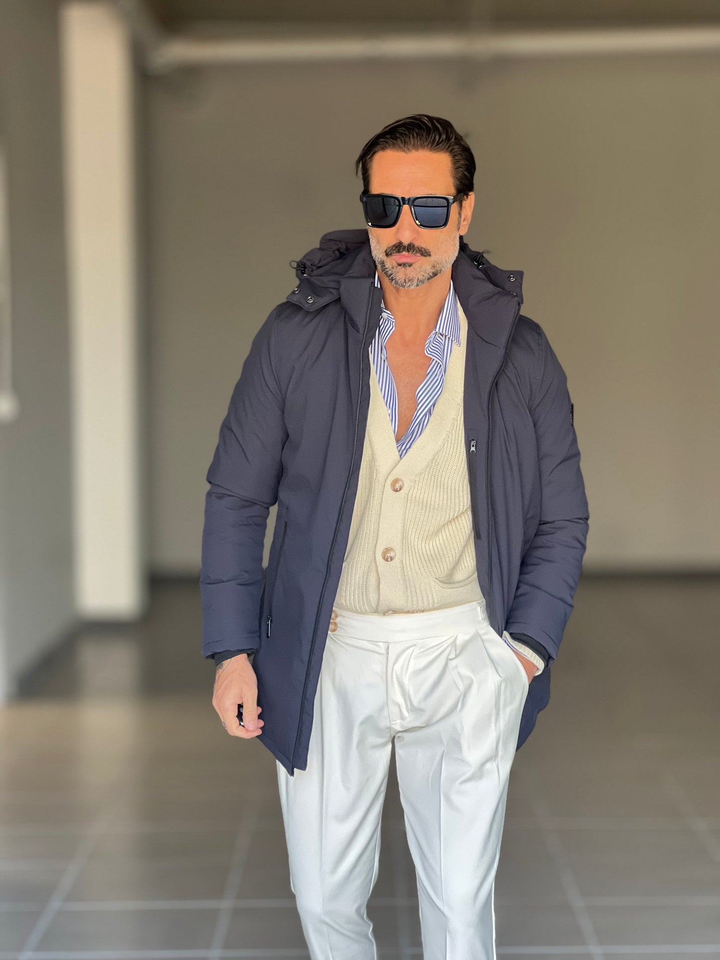 PARKA HAPPER  BLU TESSUTO TECNICO ZIP TERMOSALDATE