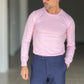 MAGLIA  GIRO ROSA FILO COTONE RASATO