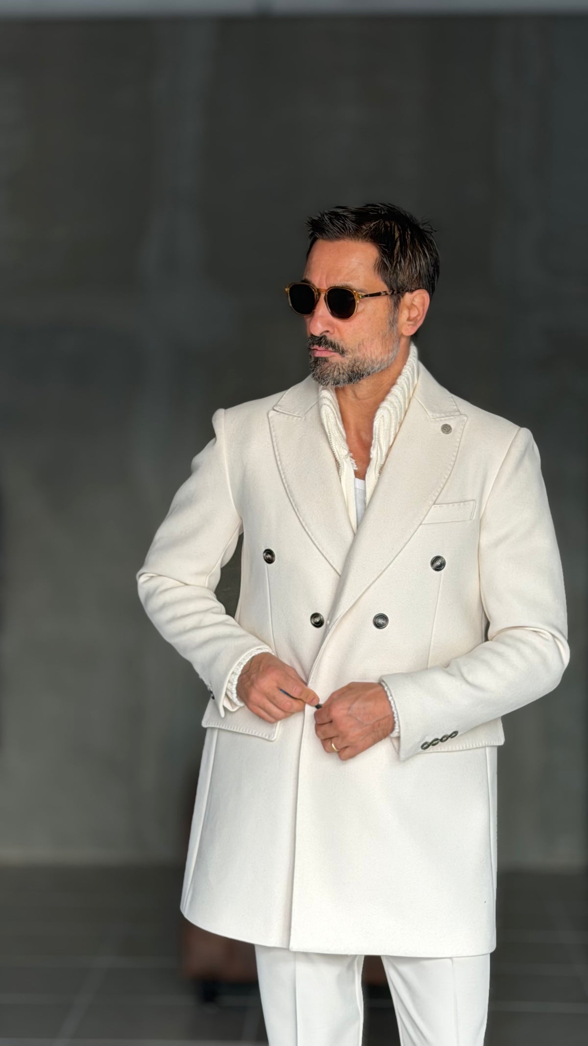 BLUE HIGH NECK COAT