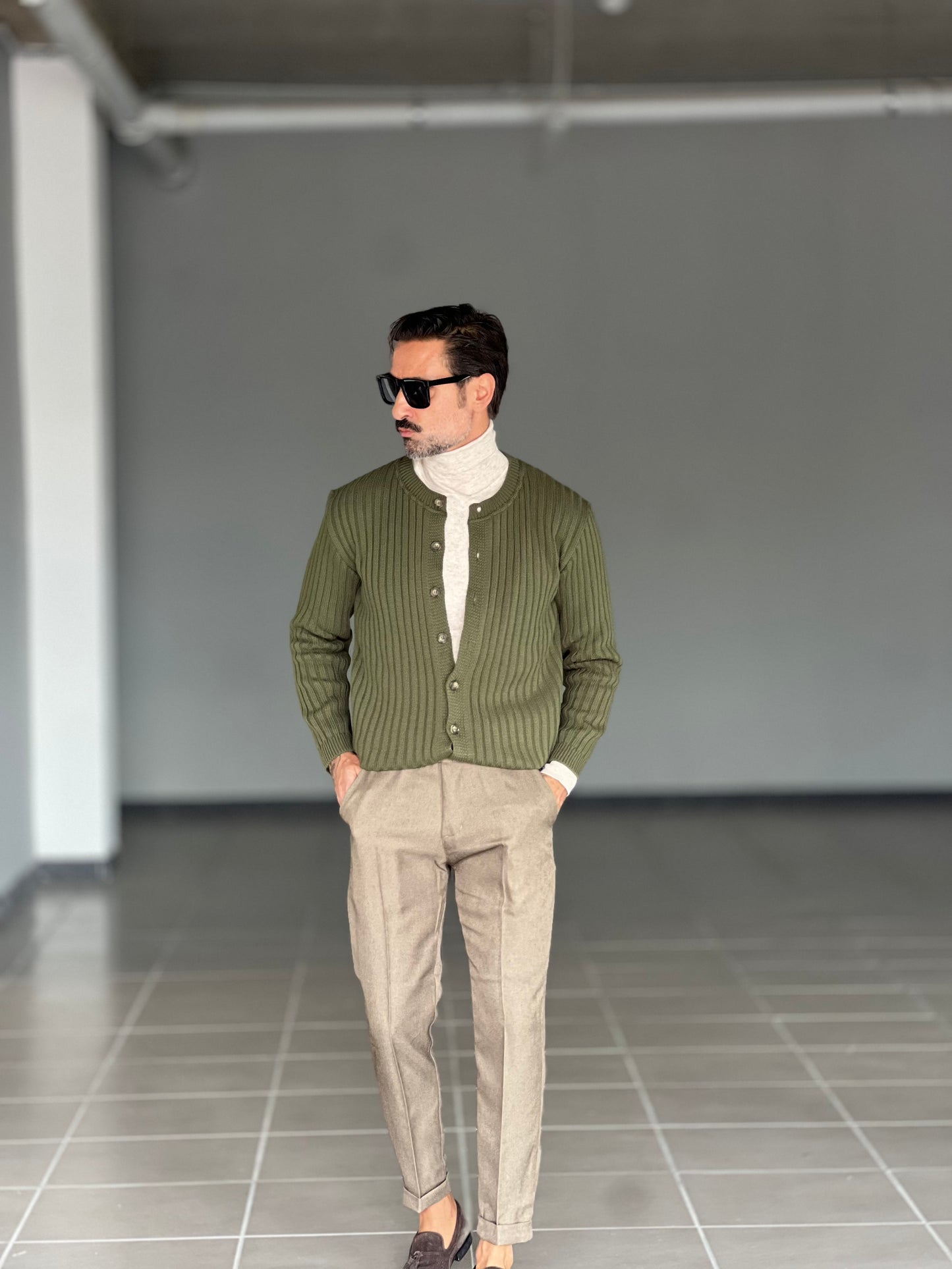 CARDIGAN VERDE   GIROCOLLO BERBY