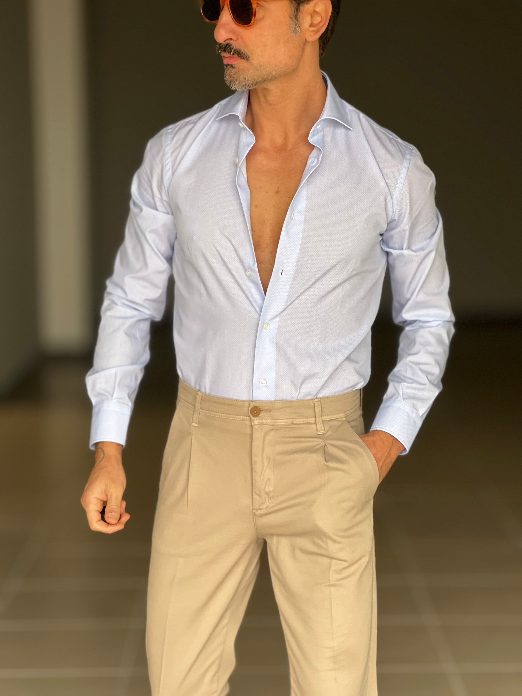 PANTALONE  PINCES  CAMMELLO  GABARDINE DI COTONE G PLAY