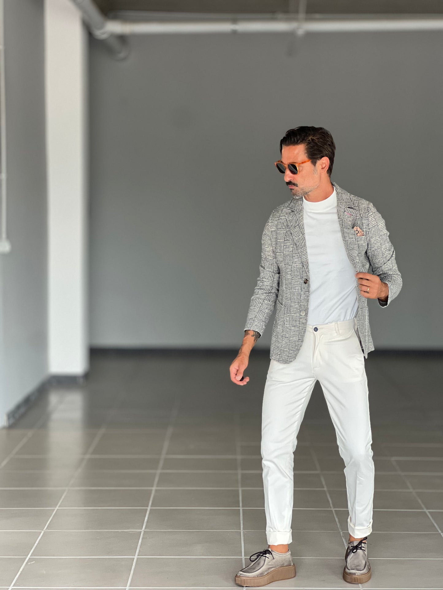 GIACCA KOON GALLES GRIGIO E BEIGE