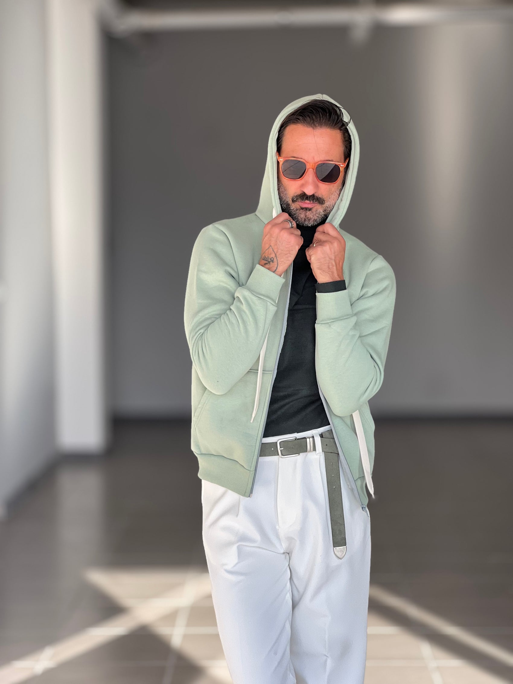 FELPA SALVIA DOPPIATA ZIP