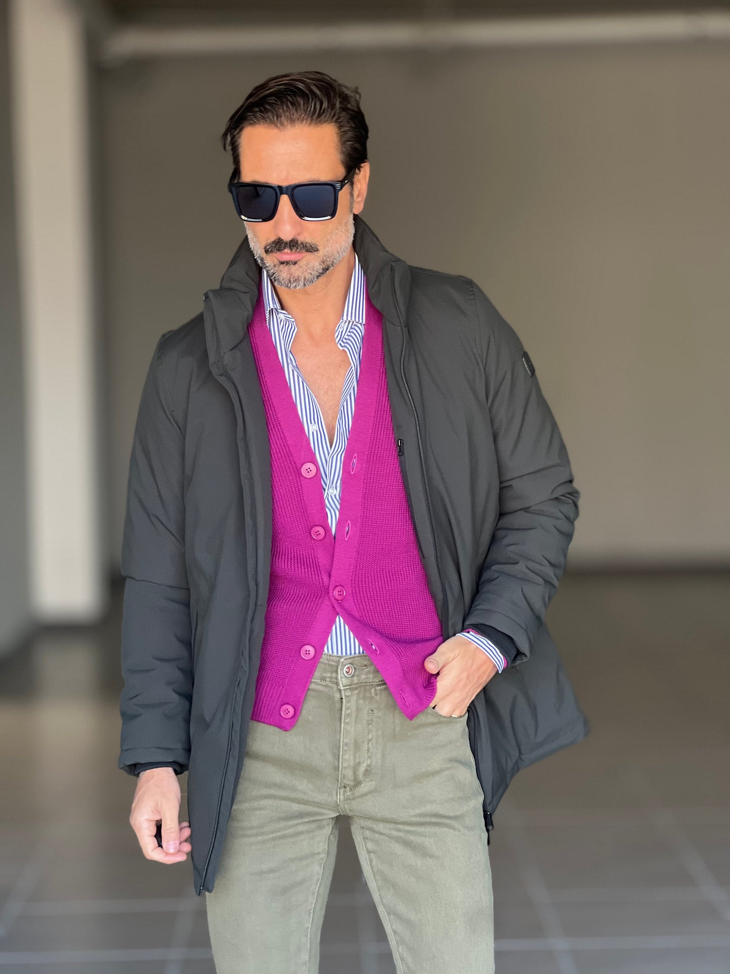 PARKA HAPPER  VERDE TESSUTO TECNICO ZIP TERMOSALDATE