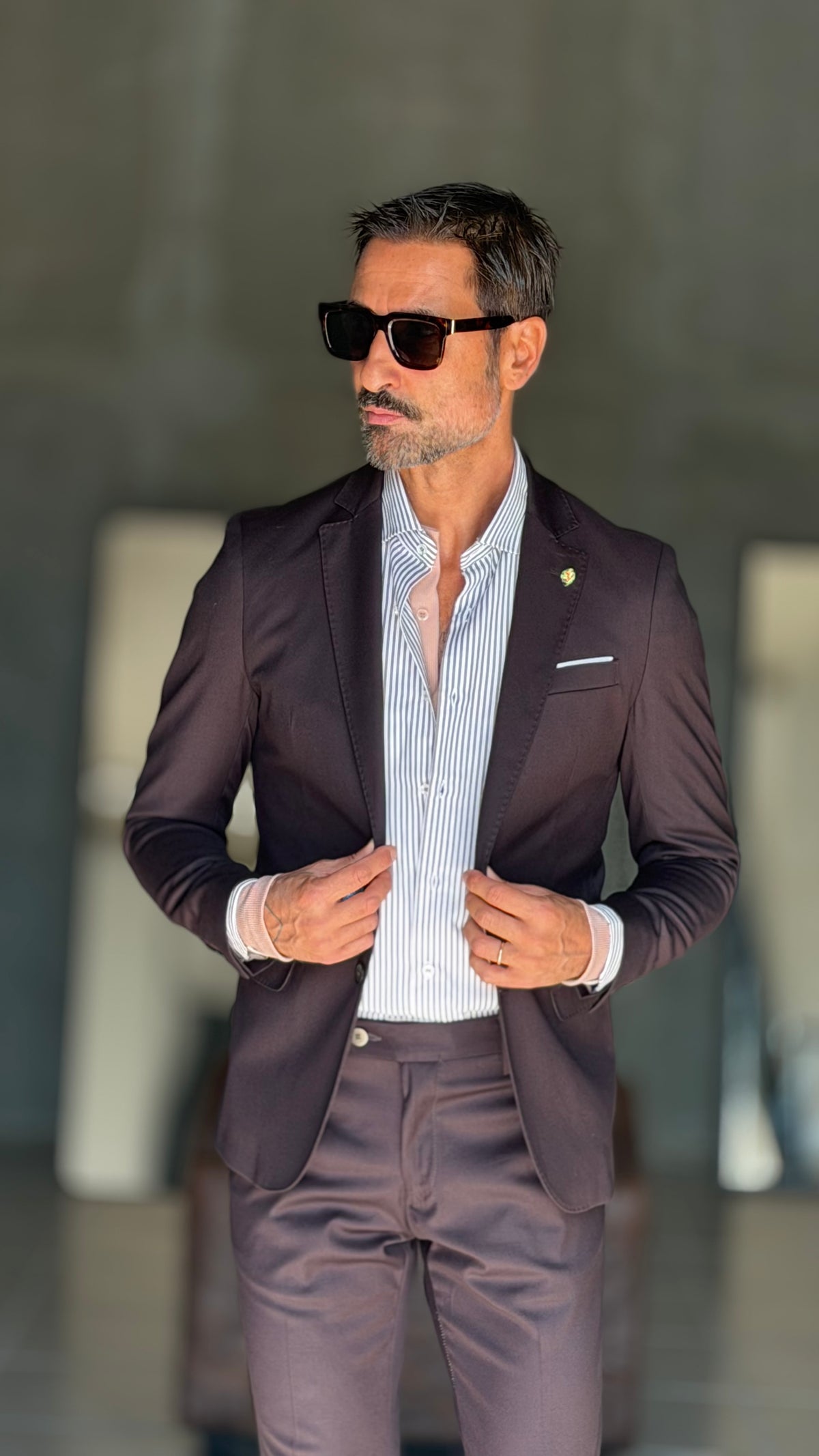CAMICIA MILLERIGHE MORO  STRETCH POPELINE DI COTONE