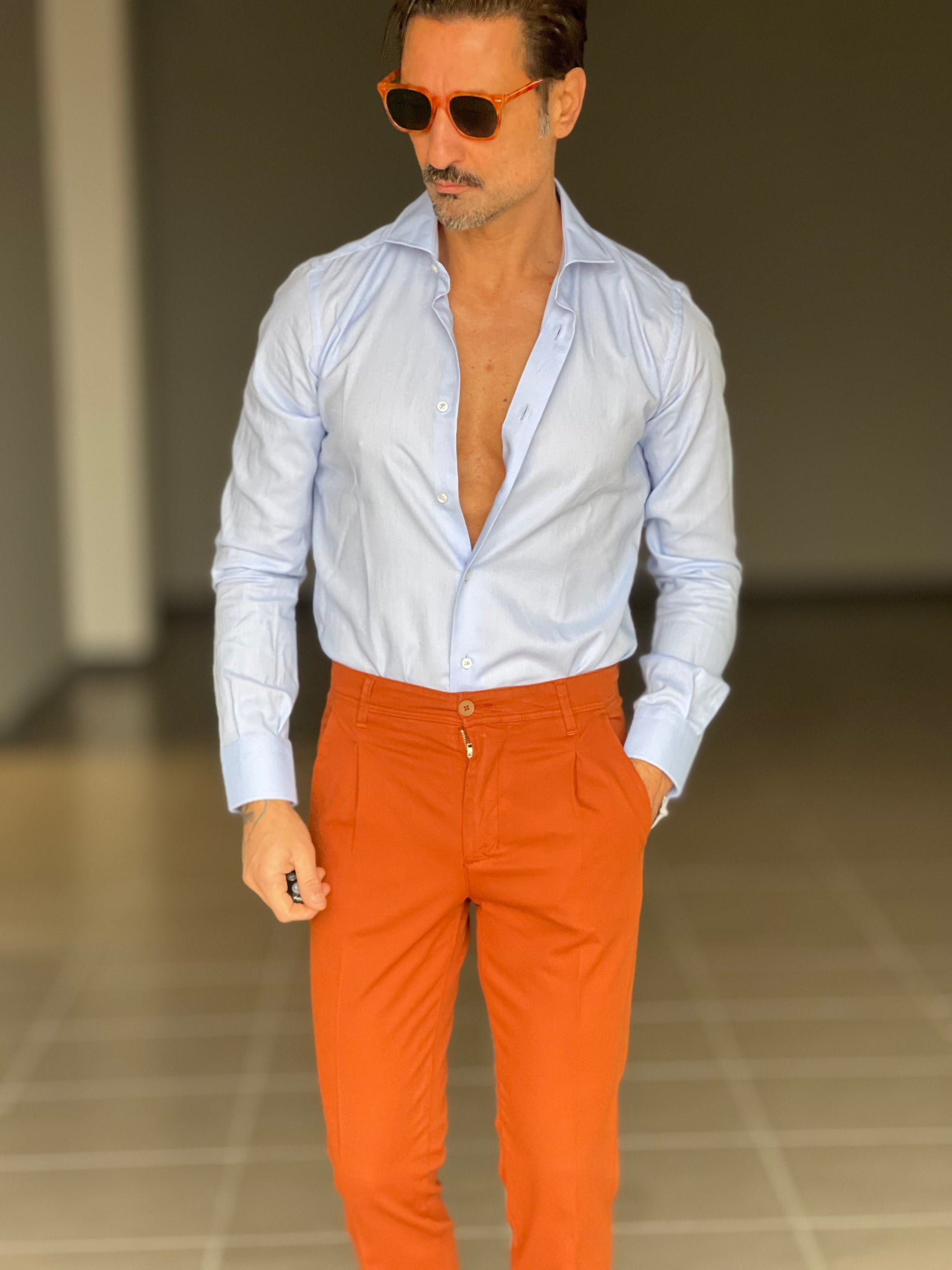 PANTALONE  PINCES  RUGGINE   GABARDINE DI COTONE G PLAY