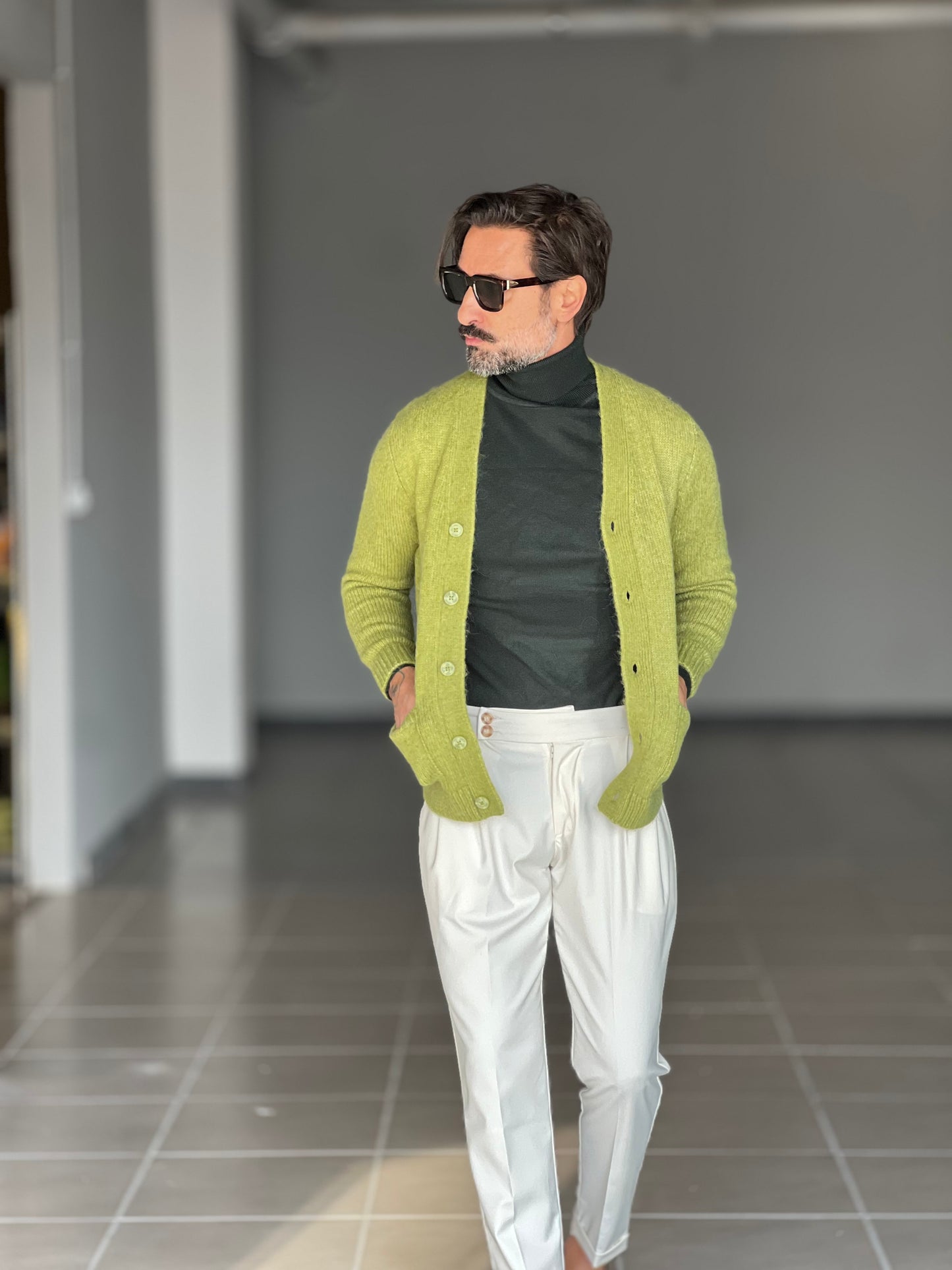 BEIGE COTTON OPEN CARDIGAN