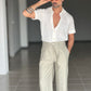 WHITE VISCOSE TROUSERS WITH REGULAR BOTTOM