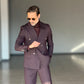 ABITO  MORO / PRUGNA GESSATO  DOPPIOPETTO BOTTONE METALLO VISCOSA E MISTI
