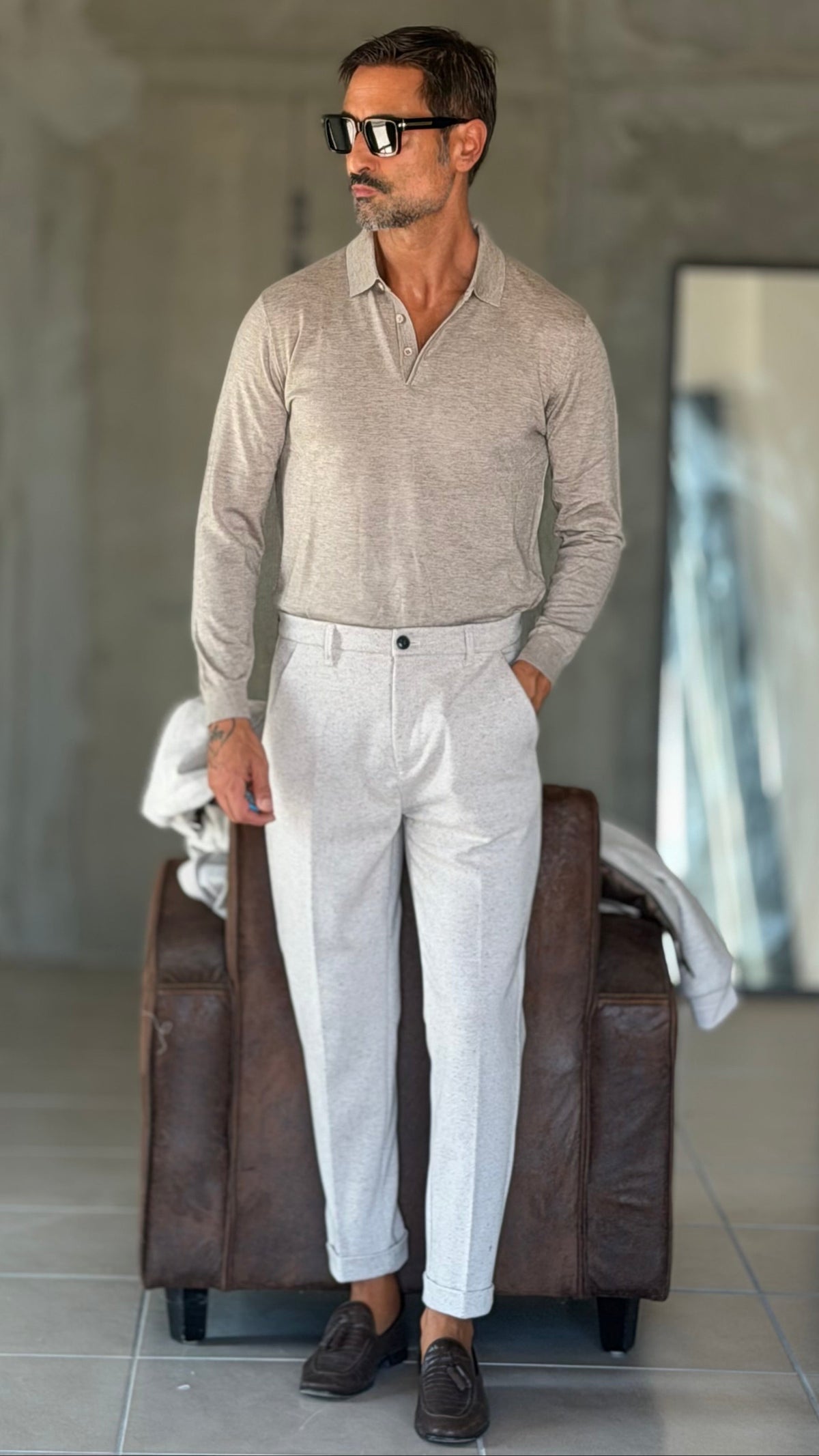 PANTALONE PANNA BOTTONATO TELAMIRA 600(ABBINABILE ALLA GIACCA TELAMIRA 600)
