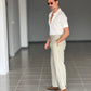 WHITE VISCOSE TROUSERS WITH REGULAR BOTTOM