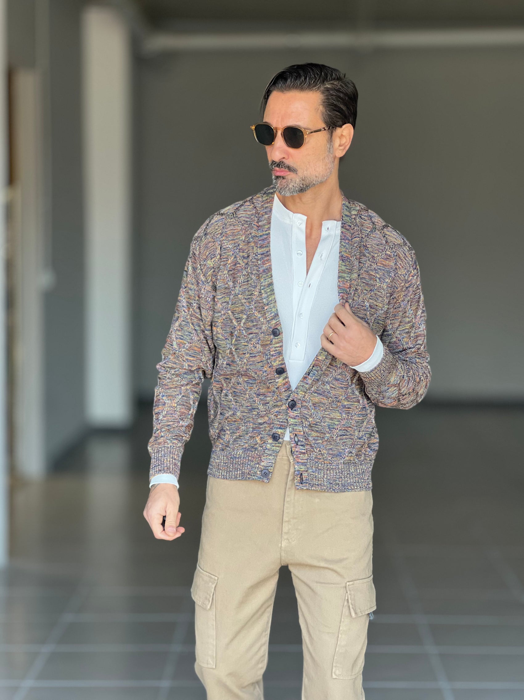 CARDIGAN  MULTICOLOR TESSUTO OPERATO