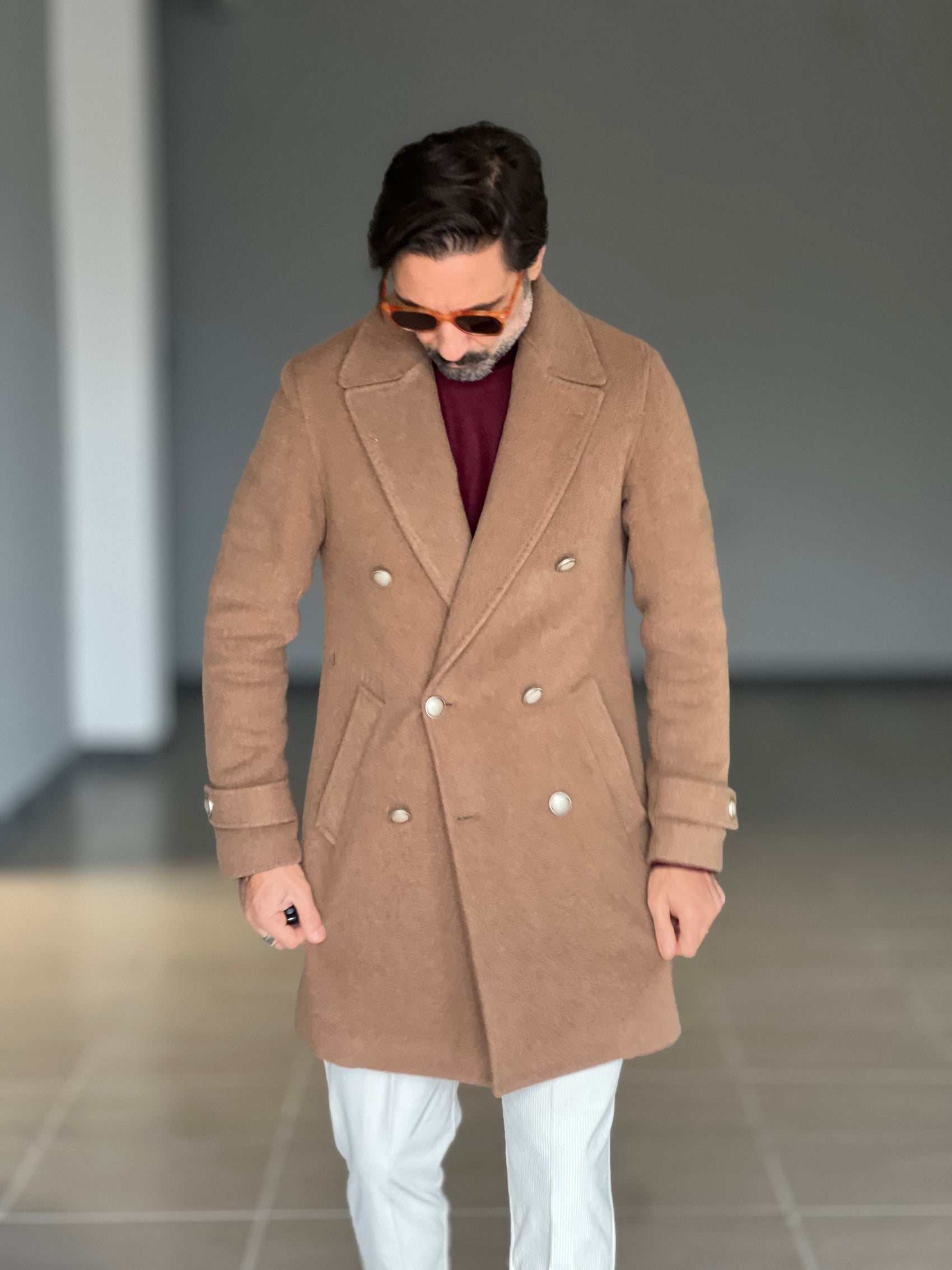 CAPPOTTO  CAMMELLO  DOPPIOPETTO  DOPPIATO LANA E MISTI BOTTONE METALLO