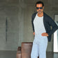 WHITE VISCOSE TROUSERS WITH REGULAR BOTTOM