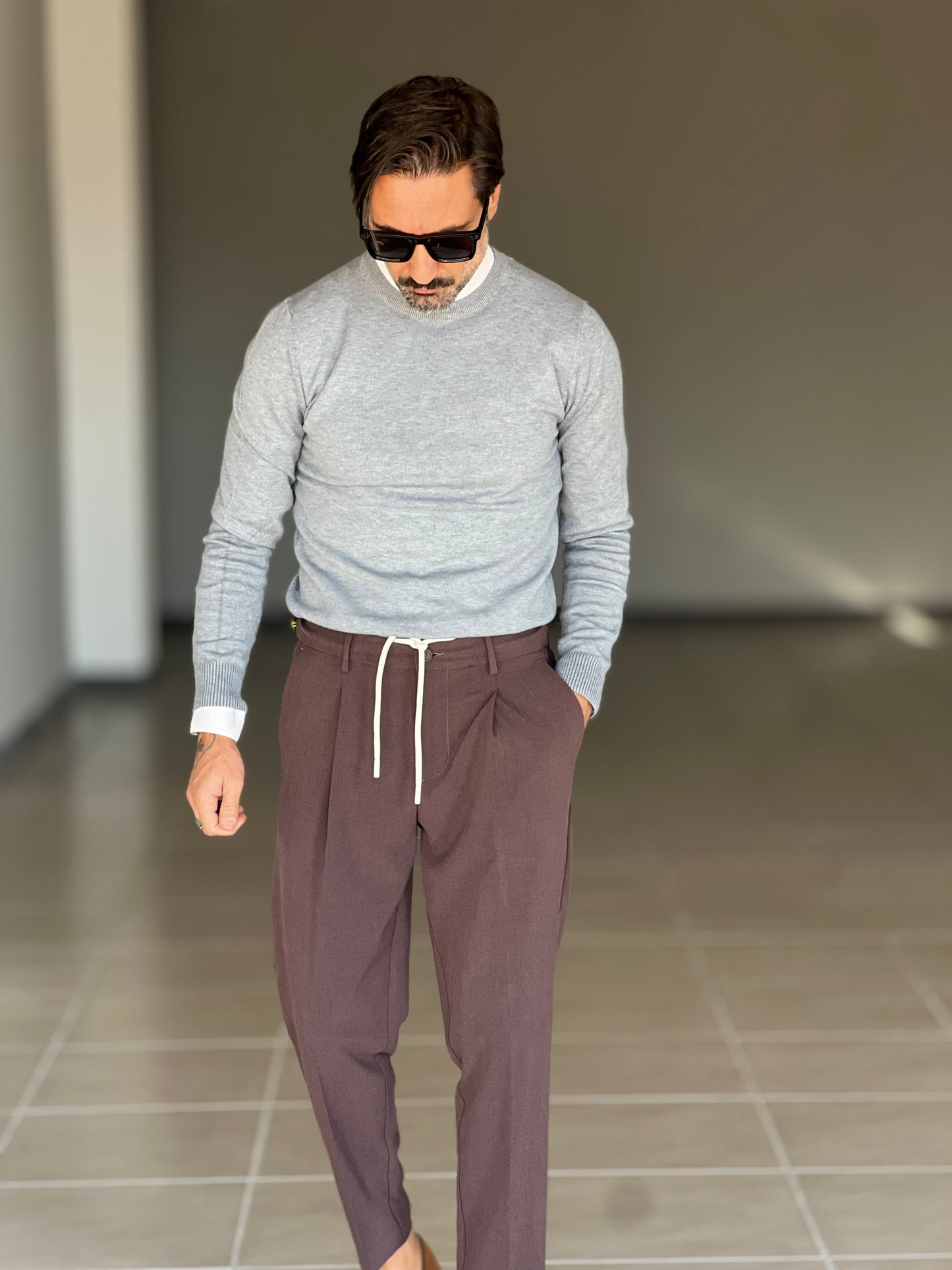 BLACK CHAIN ​​VISCOSE TROUSERS