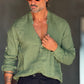CAMICIA  SERAFINO VERDE LINO PURO