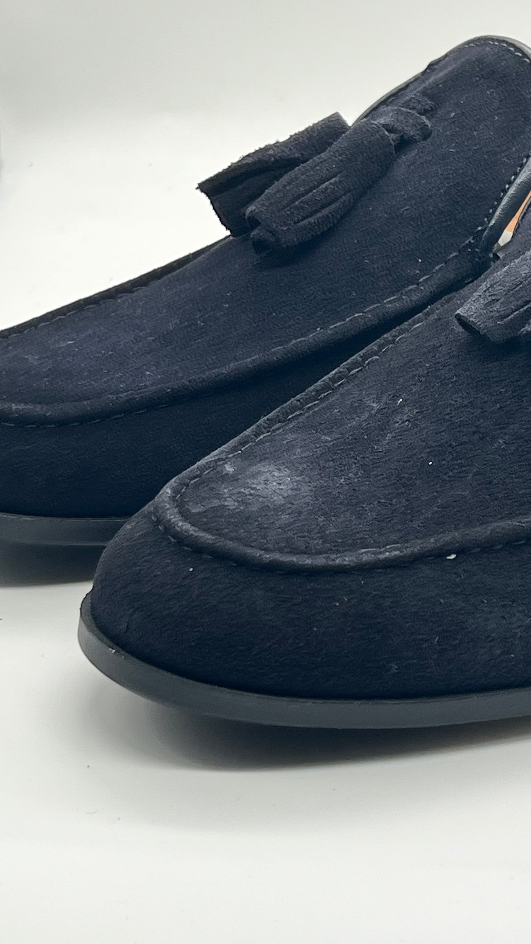 DOUBLE BUCKLE BLACK SUEDE LOAFERS