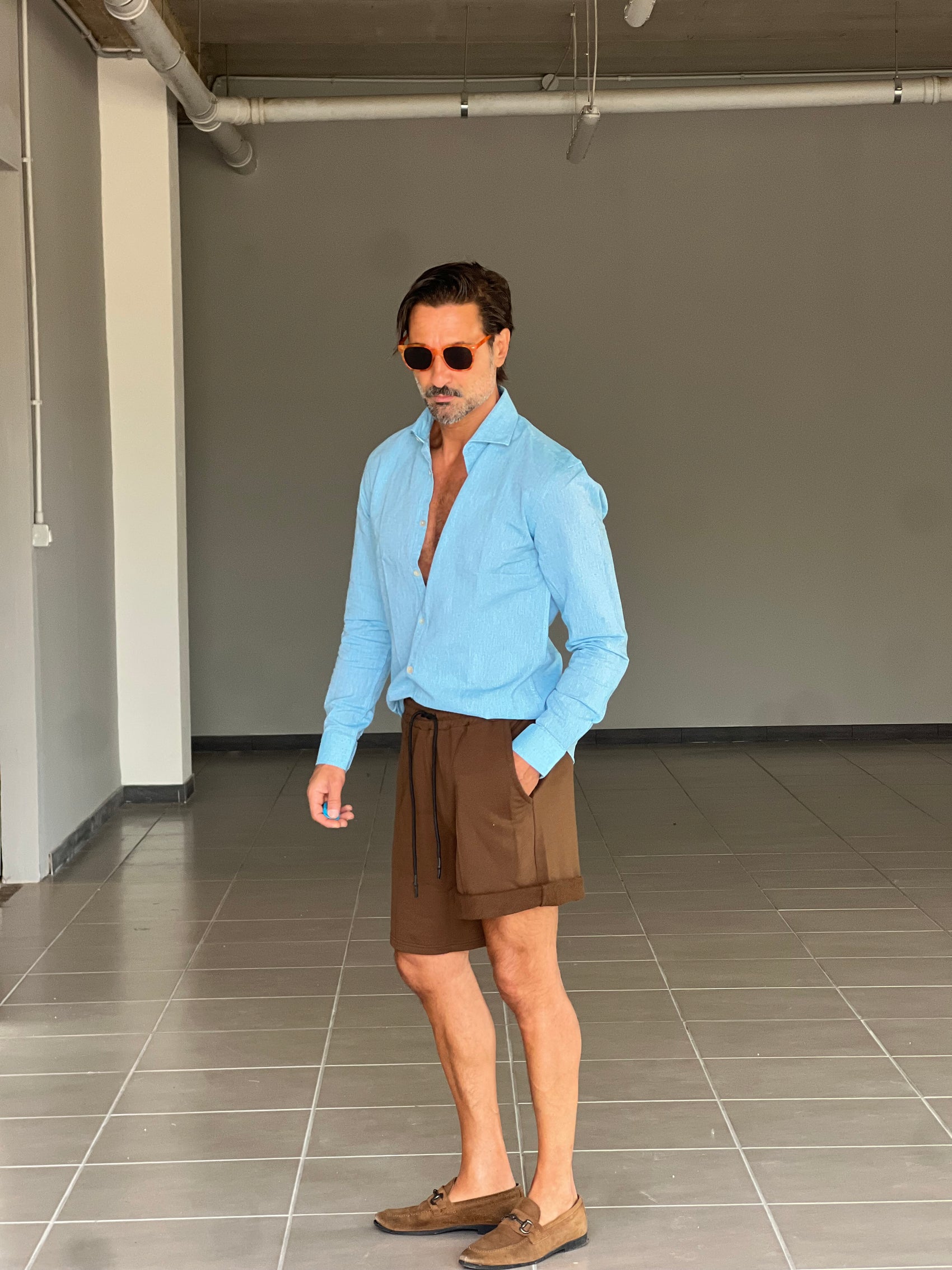 BERMUDA FELPA MORO  COMFORT FIT