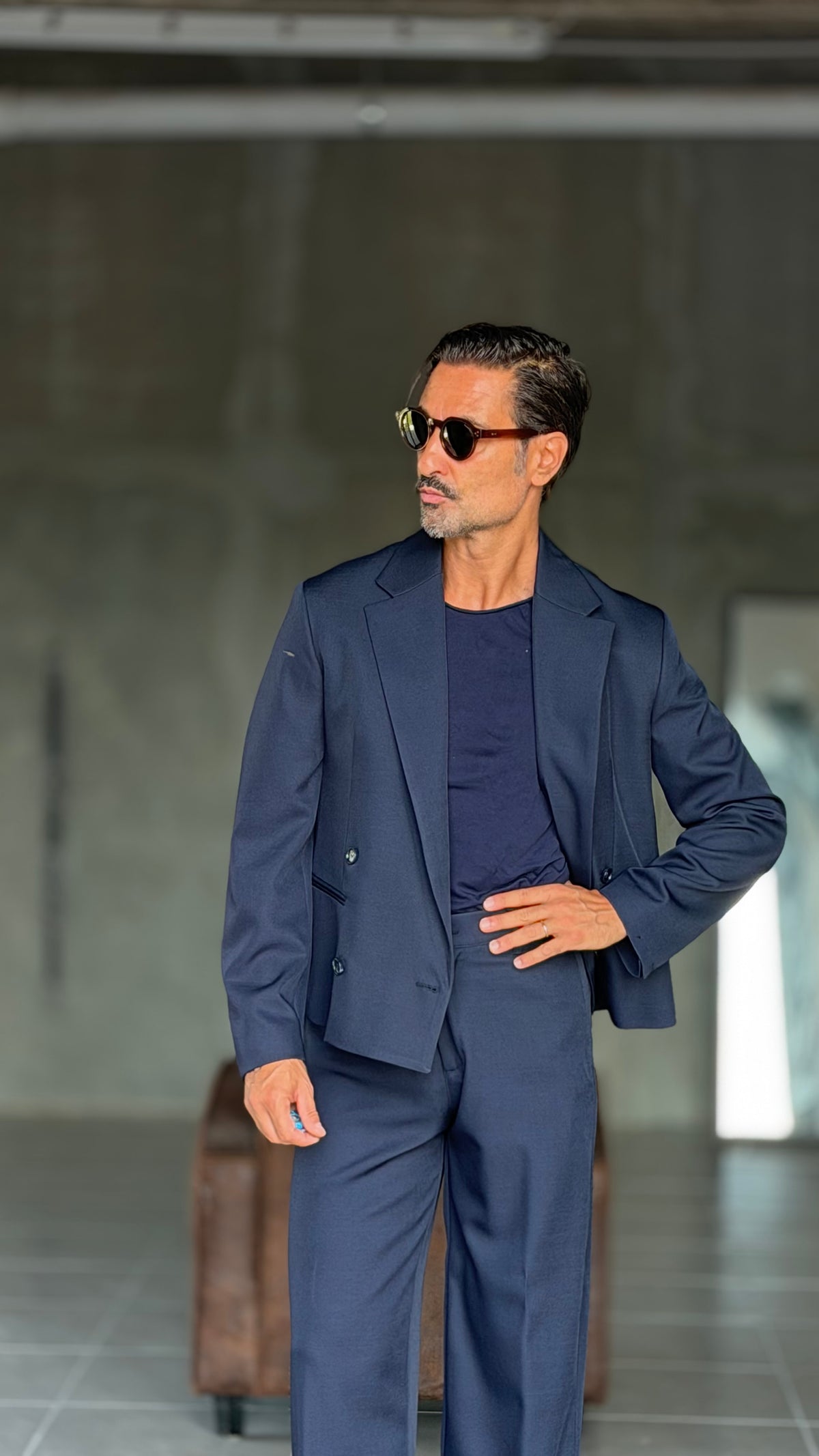 GIACCA DOPPIOPETTO BLU  CROP ALTATENSIONE 0100 (ABBINABILE AL PANTALONE BLU 0100)