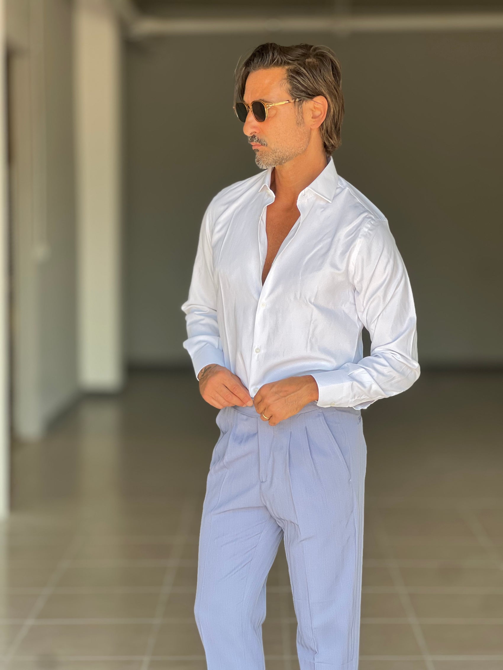 CAMICIA BIANCA OXFORD  DI COTONE STRECH PETRO'