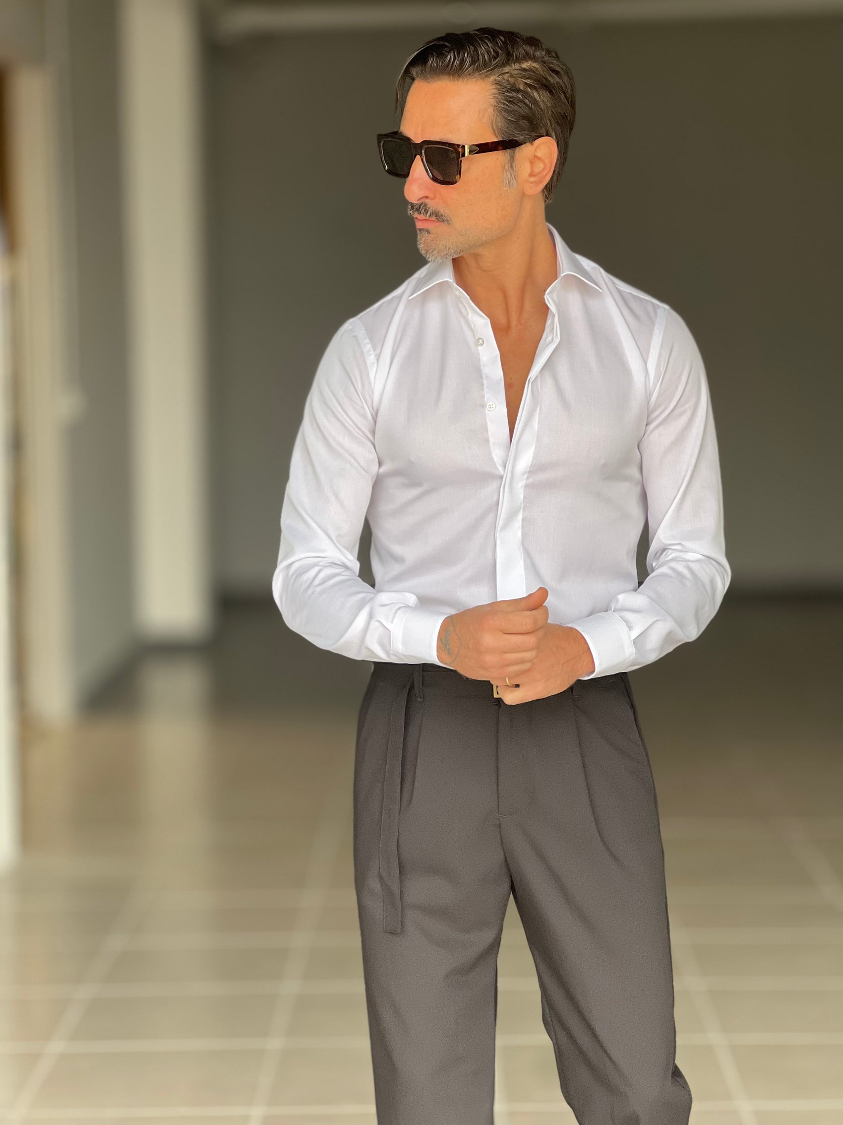 CAMICIA DEPOT BIANCA FINTA COPERTA  COTONE DOPPIO RITORTO