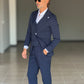 ABITO BLU  MONOPETTO  3 PEZZI  TRAMATO GILET PETRO'