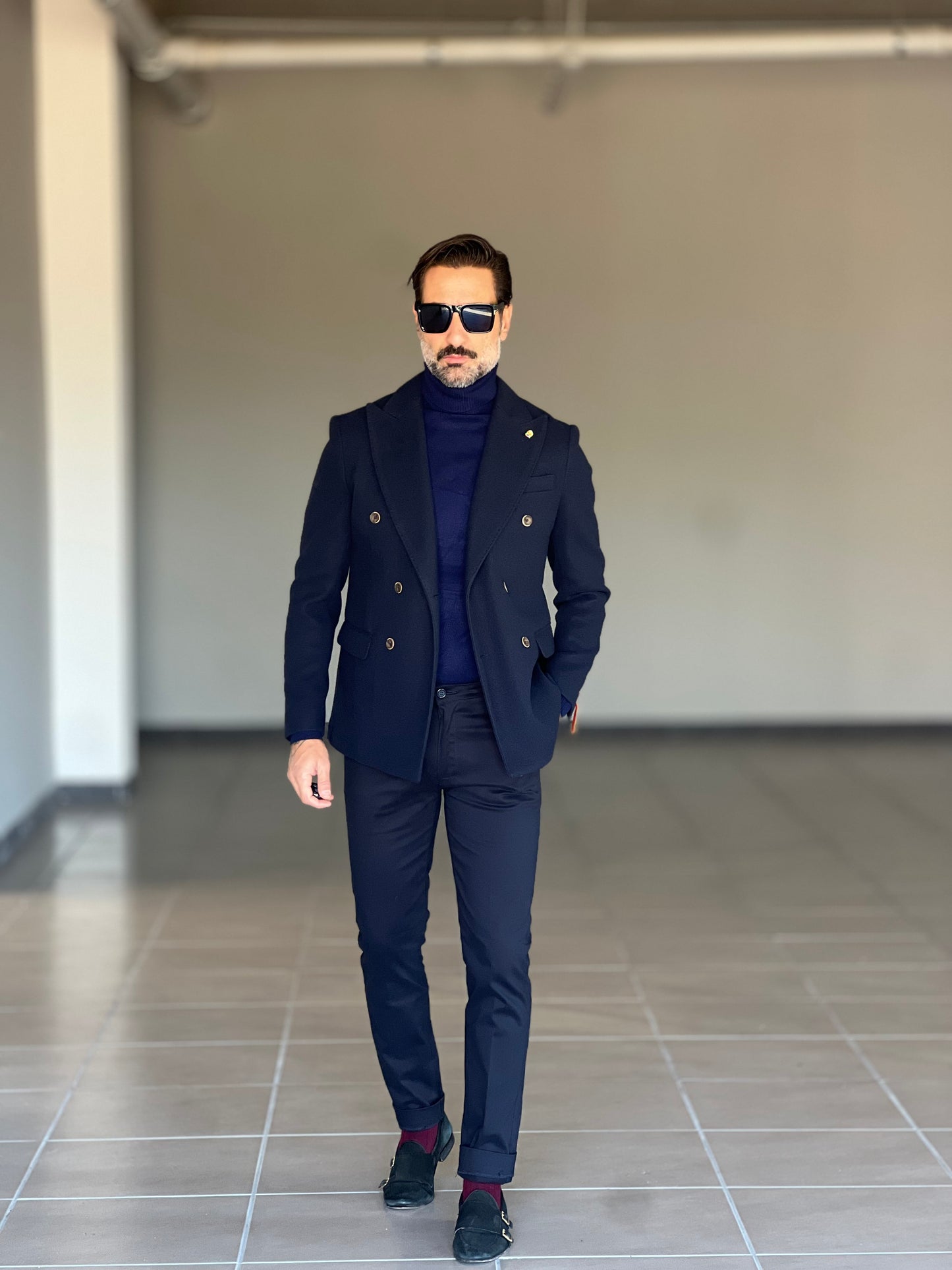 GIACCA PANNO BLU DOPPIPETTO