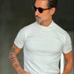 WHITE VISCOSE TROUSERS WITH REGULAR BOTTOM