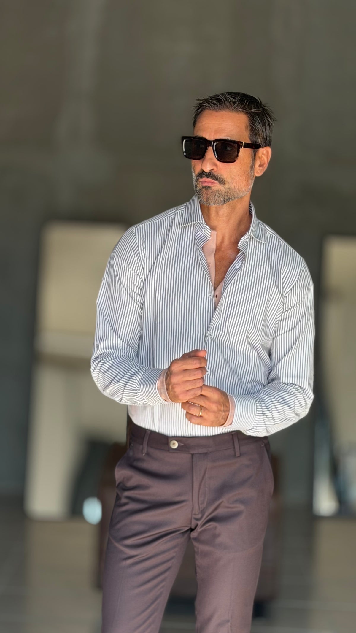 CAMICIA MILLERIGHE MORO  STRETCH POPELINE DI COTONE