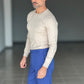 MAGLIA  GIRO CAMMELLO FILO COTONE RASATO
