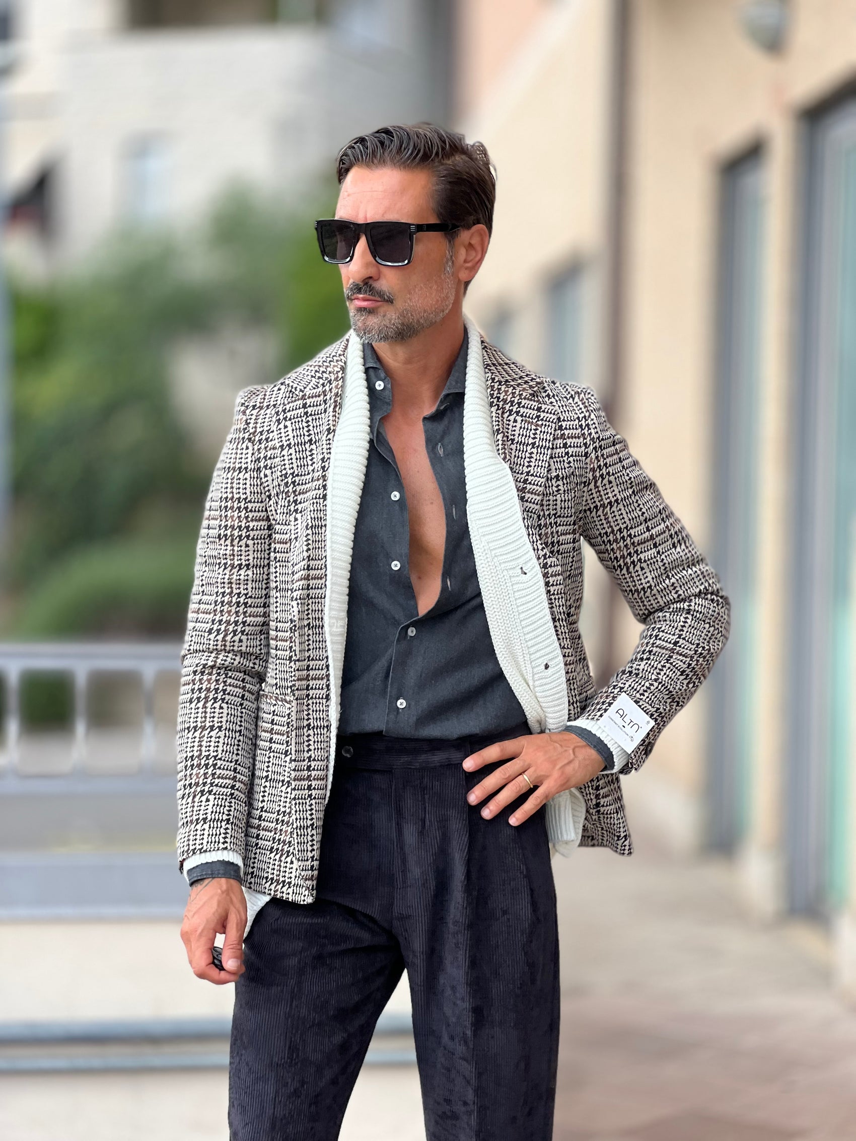 GIACCA TARTAN GRANDE FONDO PANNA MORO E NERA PUNTOMILANOI ALTATENSIONE