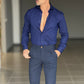 PANTALONE  PINCES  BLU NAVY  GABARDINE DI COTONE G PLAY