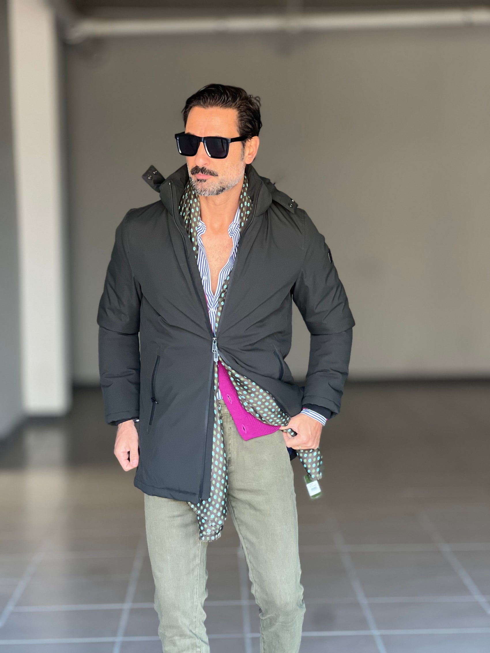 *PARKA HAPPER  VERDE TESSUTO TECNICO ZIP TERMOSALDATE