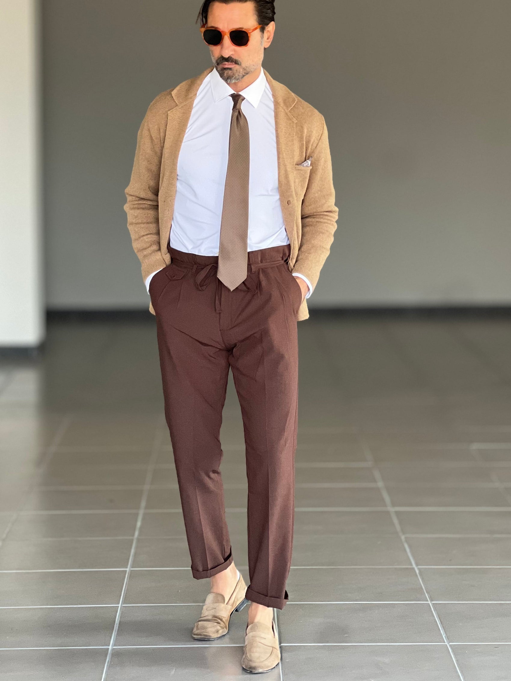 PANTALONE  PINCES MORO CREP DI  VISCOSA G PLAY INSERTO CINTURA 0025