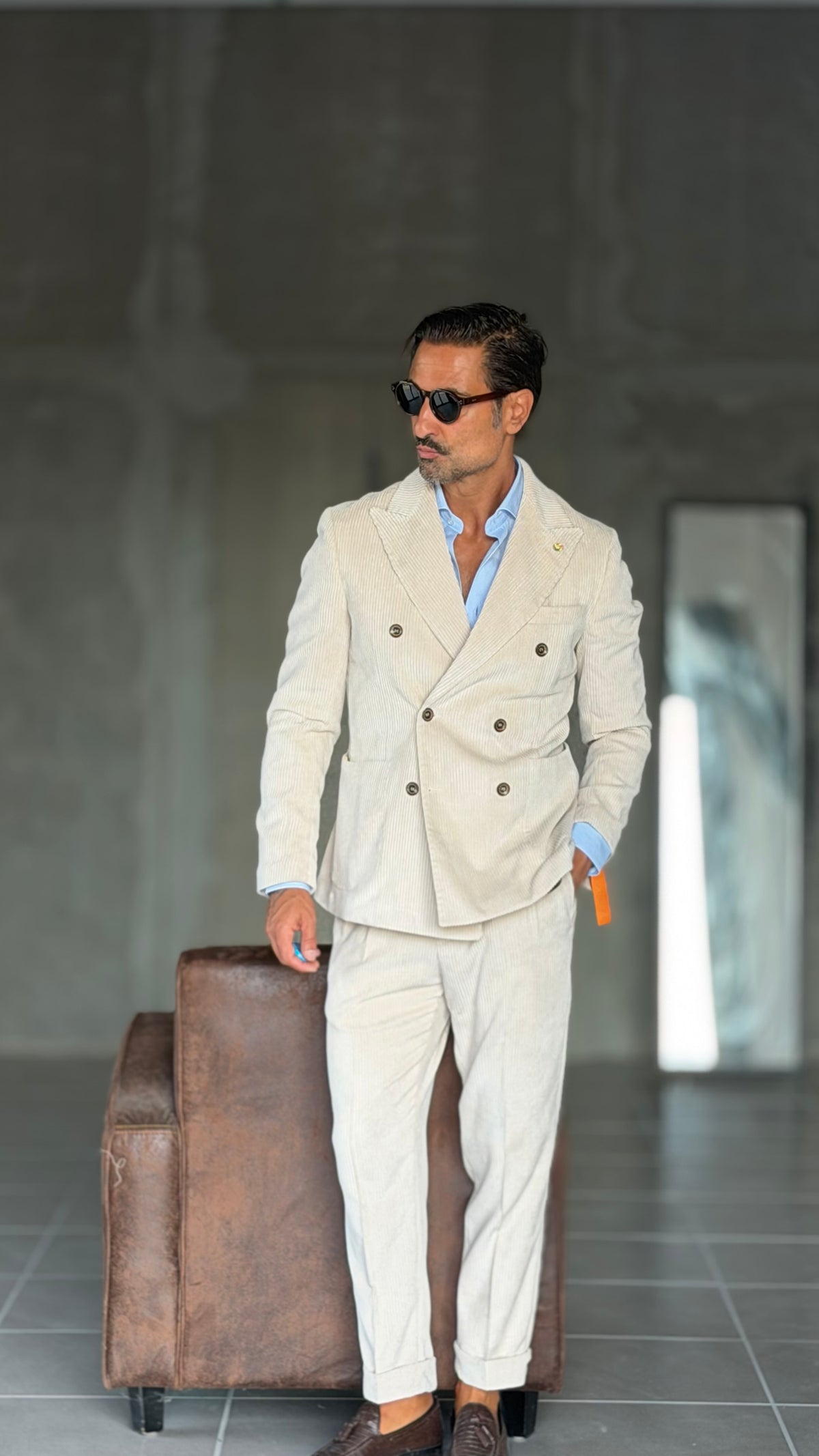 GIACCA DOPPIOPETTO PANNA  VELLUTO ROCCIA  002 (ABBINABILE  AL PANTALONE VELLUTO PANNA  OO2) (Copia)