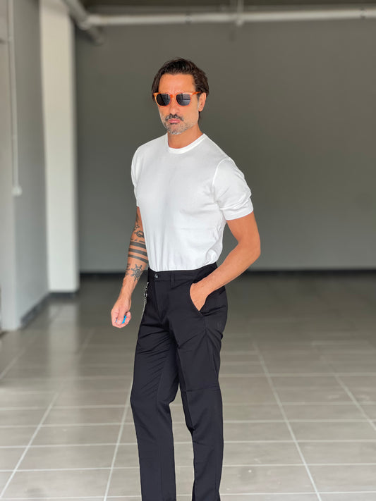 PANTALONE  NERO VISCOSA E MISTI TASCA AMERICA