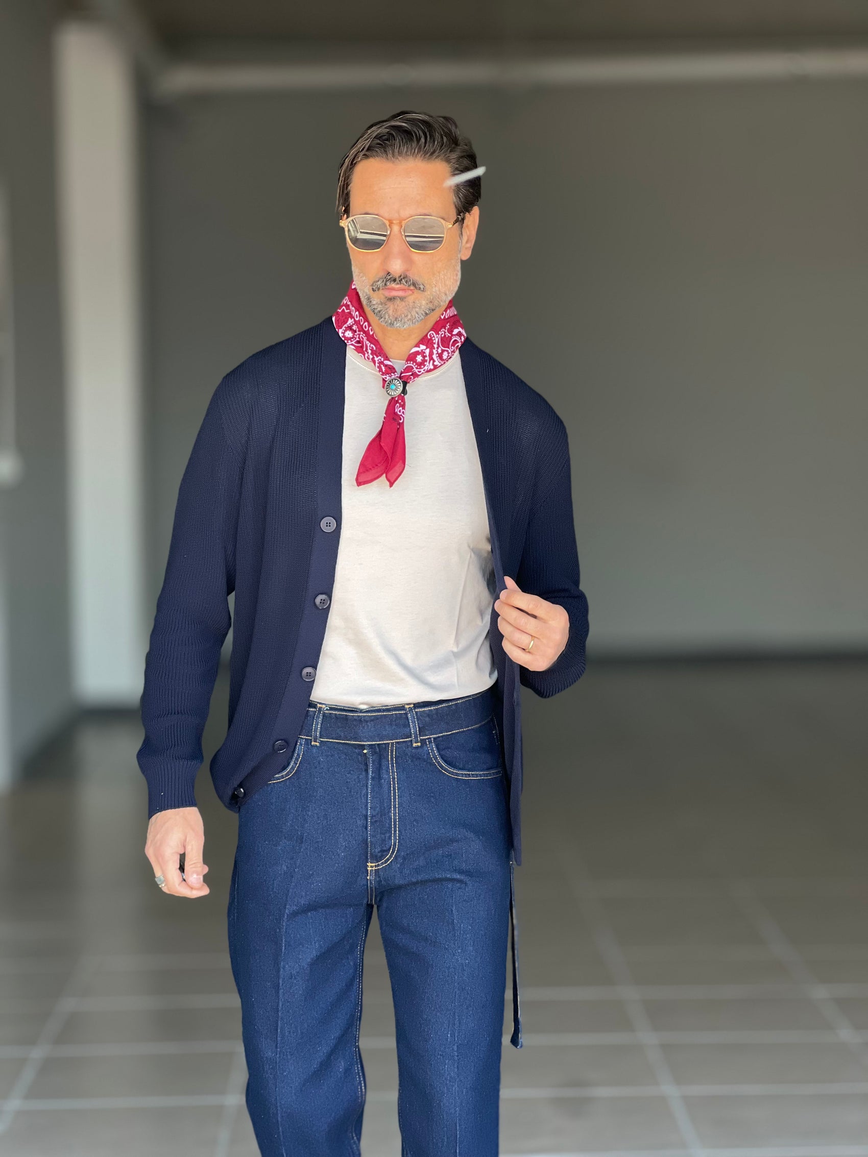 CARDIGAN BLU  DERBY COTONE OVER FIT