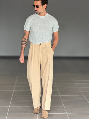 WHITE VISCOSE TROUSERS WITH REGULAR BOTTOM