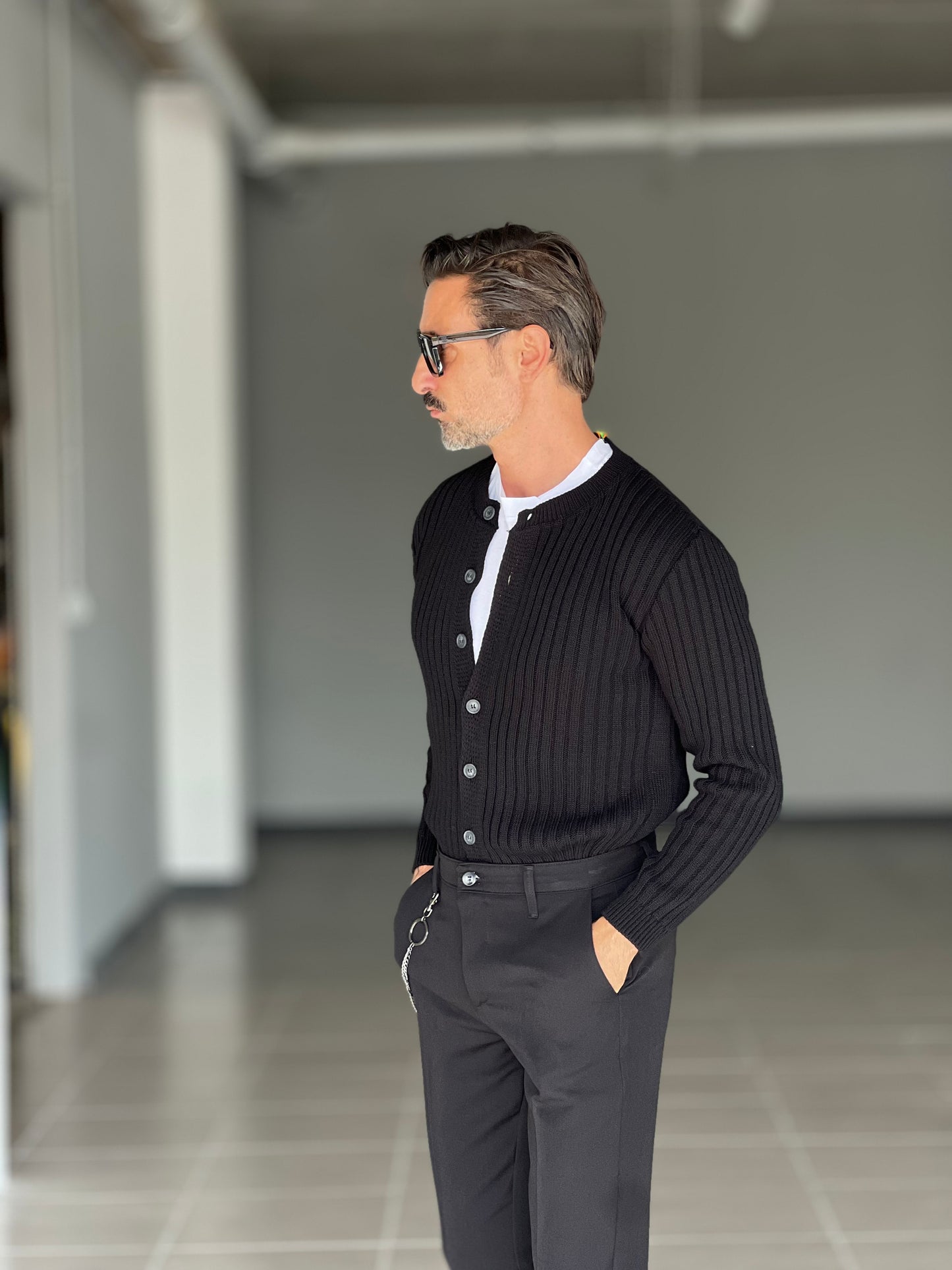 BLUE THREAD COTTON CREW NECK SWEATER