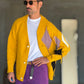 CARDIGAN GIALLO ROMBO   CROP  FIT  PESANTE