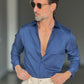 CAMICIA BLU  EFFETTO MAGLINA TELAMIRA